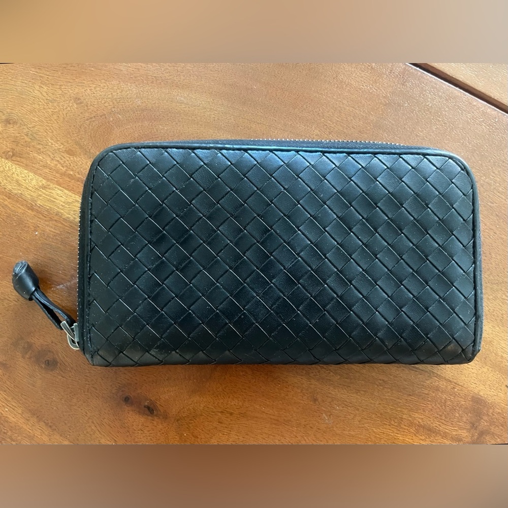 Bottega Veneta Black Intrecciato Leather Wallet